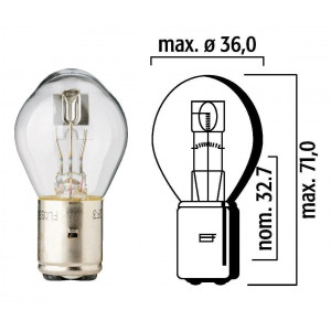 Ampoule 12V 45-40W BA20D S2 Standard Blanc Phare Moto 50cc Derbi TZR / Scooter Nitro