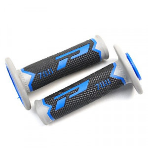 Rev&ecirc;tement Poign&eacute;e Progrip MX 788 Noir / Gris / Bleu - Bout Ferm&eacute; 115mm - Paire (Soft Touch)
