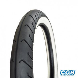 Pneu Cyclo 16 Pouces 2-3/4x16 2.75-16 Mitas MC2 TL/TT 46J Reinf 100Kmh - Flanc Blanc (Route Sport)