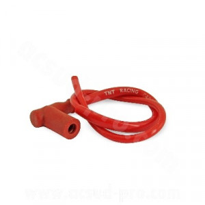 Fil / Cable Antiparasite Bobine Comp&eacute;tition Carenzi type NGK CR4 coud&eacute; Rouge Bougie a Olive (Lg. 500mm)