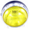 Phare Avant Rond Noir / Chrom&eacute; &Oslash;140 Vitre Jaune Universel Mobylette / Moto Vintage  (Optique complet BA20D)