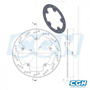 Disque Frein Moto 50cc Avant NG XPower / TZR 50 2003➔ / RS 50 99➔ / Tuono 03➔ 07 (d.280)