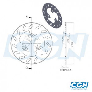 Disque Frein Scooter Avant NG Booster NG 1999➔ / Rocket / Booster 12 Pouces / Nitro Avant / Arri&egrave;re (190mm