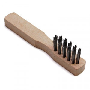 Brosse M&eacute;tallique manche Bois - Nettoyage Bougie / Corrosion