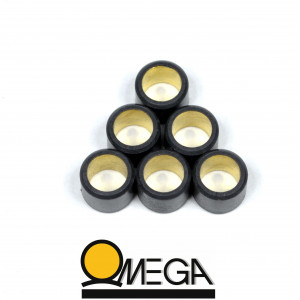 Jeu de 6 Galets Renforc&eacute; Omega &Oslash; 15x12 - 18 Grammes / 3.00g (Minarelli / MBK / Yamaha)