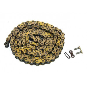 Chaine Moto 420 Renforc&eacute; Or Omega - 126 Maillons (Stock d'&eacute;poque)