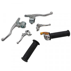 Kit Poign&eacute;e Cyclo MBK 51 Peugeot 103 Universel Luxe Alu Full Chrome - Gaz Targa + Levier freinM&eacute;tal