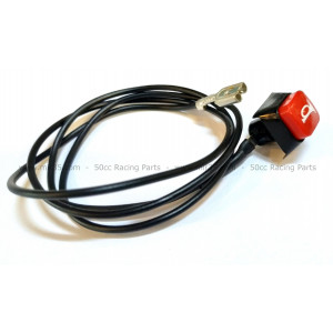 Bouton Avertisseur Klaxon Peugeot 103 - Poussoir Rouge avec Pictogramme - Longueur de Fil 60cm + cosse - CLB